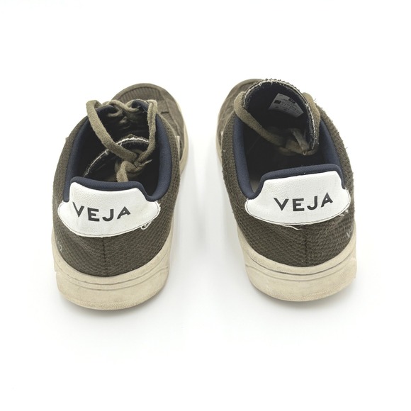 VEJA V-12 Mens Size 9 Olive Green Suede Canvas Low Top Sneakers - Picture 5 of 9